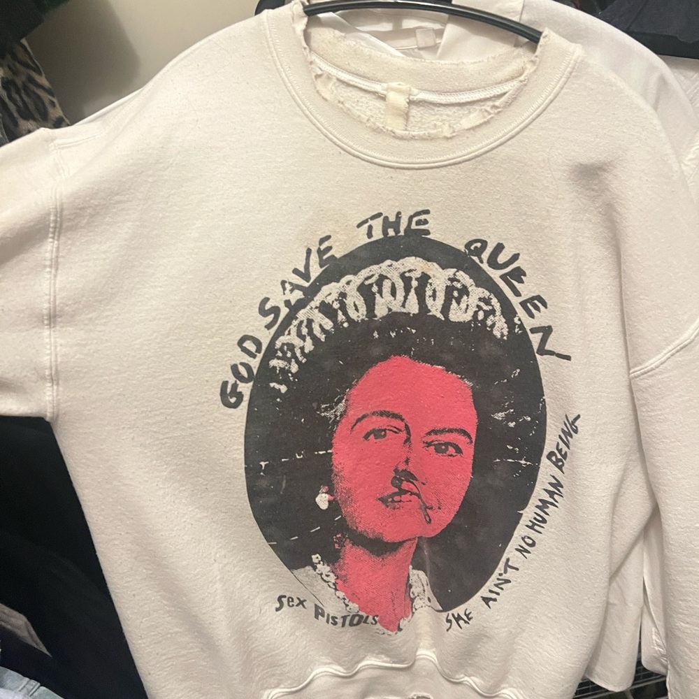 RARE MadeWorn Sweatshirt - White with Pink Sex Pistols Graphic